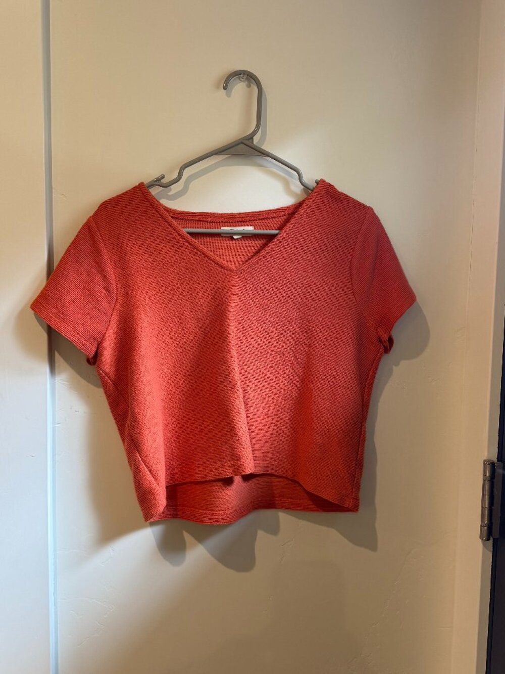 Madewell Women's Ribbed V Neck Crop Top Tee